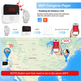 SanJie WiFi Rechargable Caregiver Pager System Life Alert Systems for Seniors Emergency Call Button for Elderly Call Bell for Patients at Home 1 Alert Watch 1 Receiver(only Supports 2.4GHz Wi-Fi) CallToU