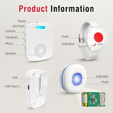 CallToU Caregiver Pager Wireless Call Buttons for Elderly Monitoring Portable Call Bell with 2 Panic Button and 1 USB Receiver,500ft Range Nurse Alert System for Home Care Seniors (FCC Certified) CallToU