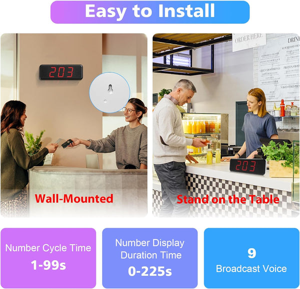 CallTou Wireless Calling System, Dual Speaker 3 Digit Queue Calling Ta ...