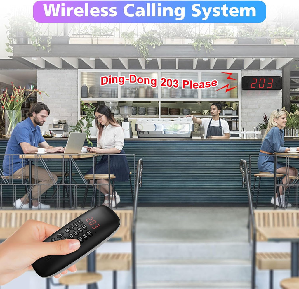CallTou Wireless Calling System, Dual Speaker 3 Digit Queue Calling Ta ...