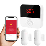 CallToU WiFi Smart Wireless Caregiver Pager Door Alarms for Dementia Patients Door Chimes with 2 Door Sensors 1 Receiver CallToU