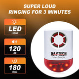 Daytech Strobe Siren Alarm System: Powerful Outdoor Security with Red Flashing Siren and Remote Panic Buttons