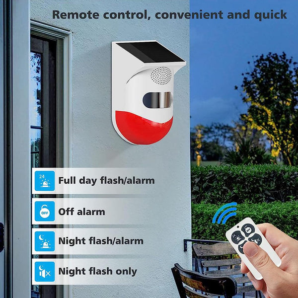 Daytech Solar Strobe Alarm Light: Motion Sensor Security Siren with Re ...