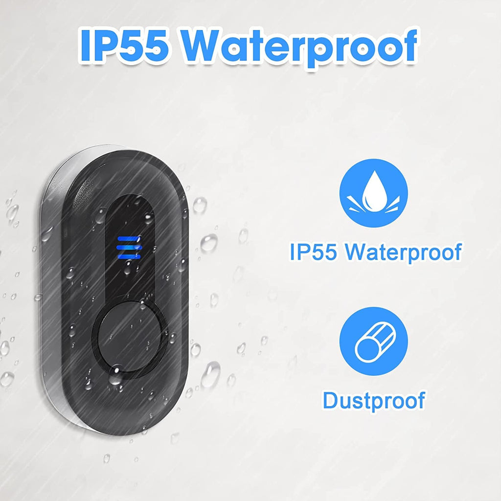 Daytech Waterproof Portable Doorbell Call Button Vibrating Receiver wi ...
