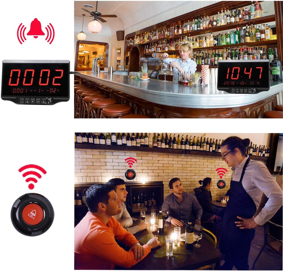 Daytech Wireless Calling System with 1 Display Receiver and 10 Call Bu ...