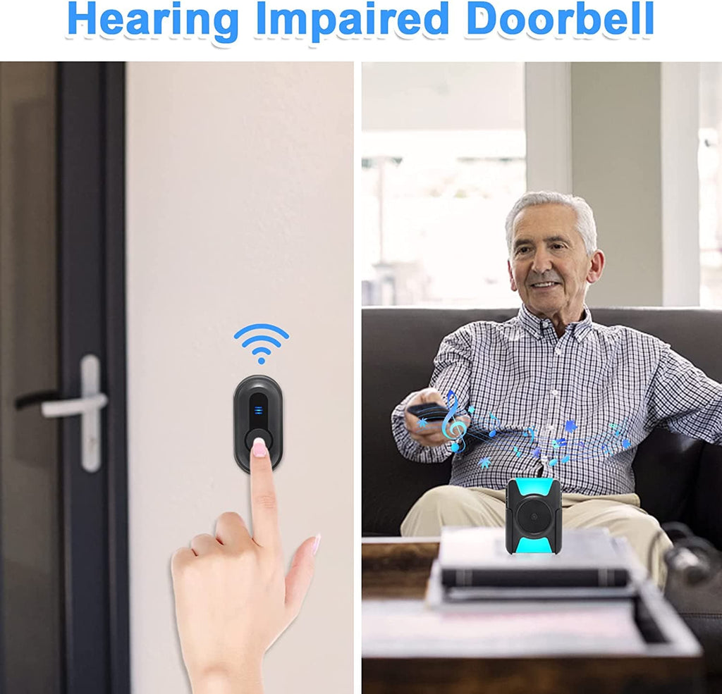Daytech Waterproof Portable Doorbell Call Button Vibrating Receiver wi ...