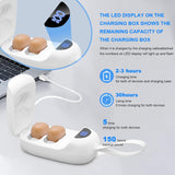 Daytech Rechargeable Invisible Hearing Aid for Seniors - Noise Cancelling, LED Display - White