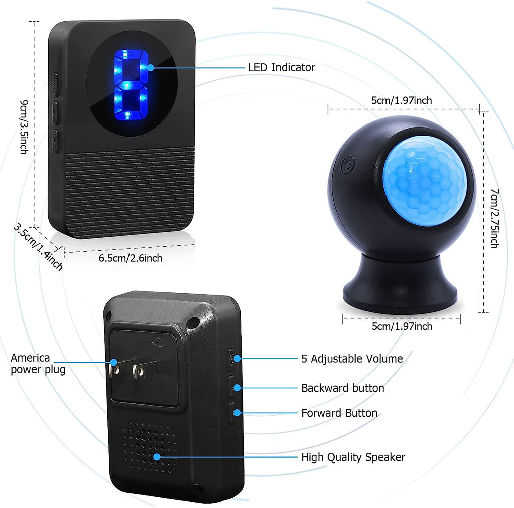 Daytech Wireless Door Chime Motion Sensor with 500FT Range - 55 Chimes ...