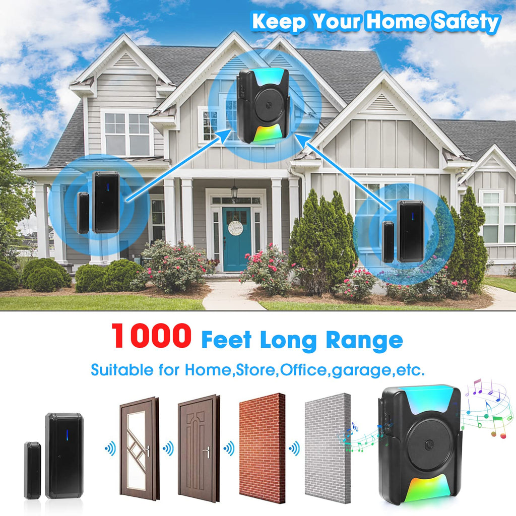 Daytech Wireless Door Chime & Entry Alert System - 1000FT Range, 2 Sen ...