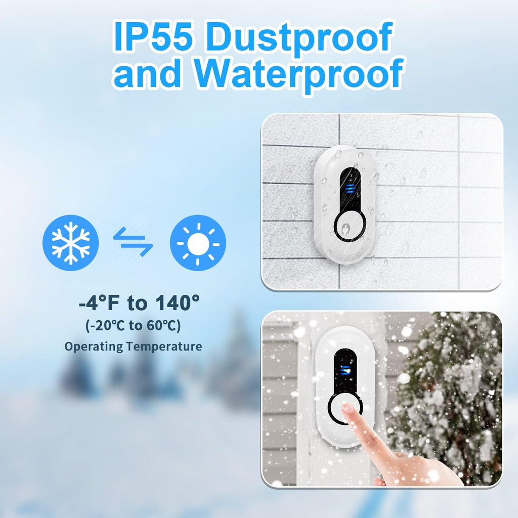 CallToU Wireless Doorbell Battery Operated Vibrating LED Flashing DAYTECH