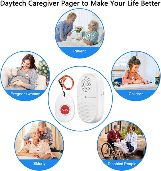 Daytech Wireless Caregiver Pager Vibration Alert System - Stay Indepen ...