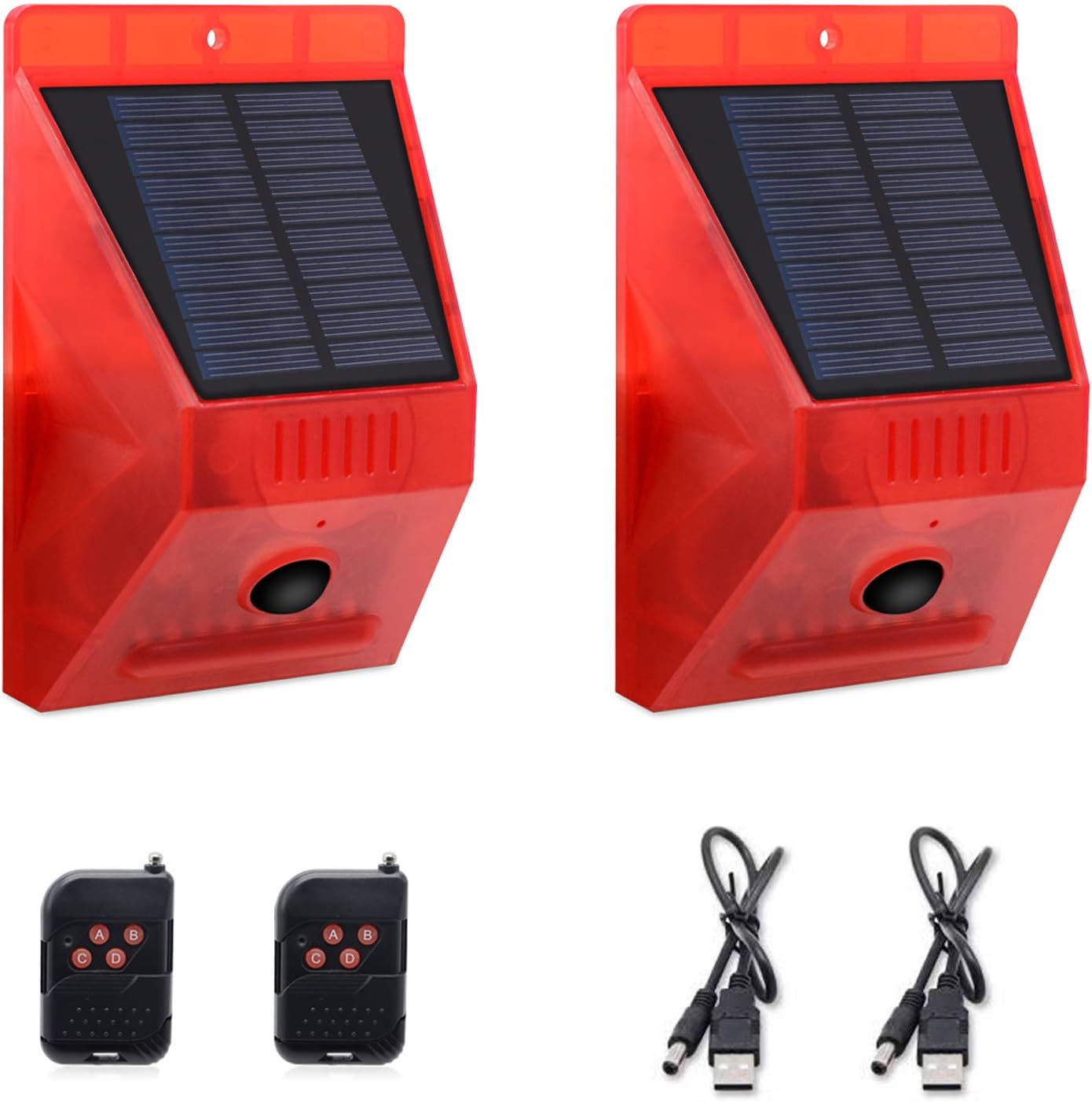 Solar Powered Motion Sensor Strobe Light Alarm - 129dB Siren, Outdoor Security